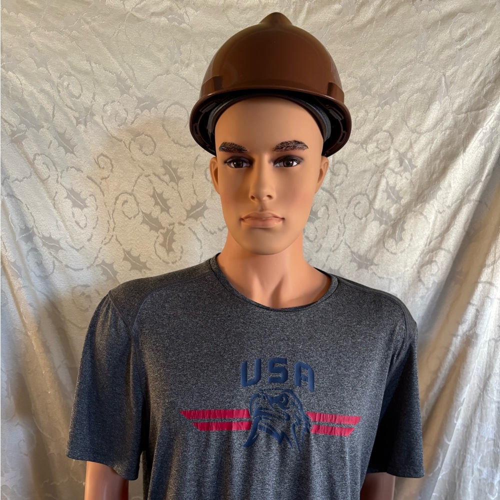 MSA V-GARD Brown Protective Hat or Cap with Glaregard Underbrim (Good Condition)